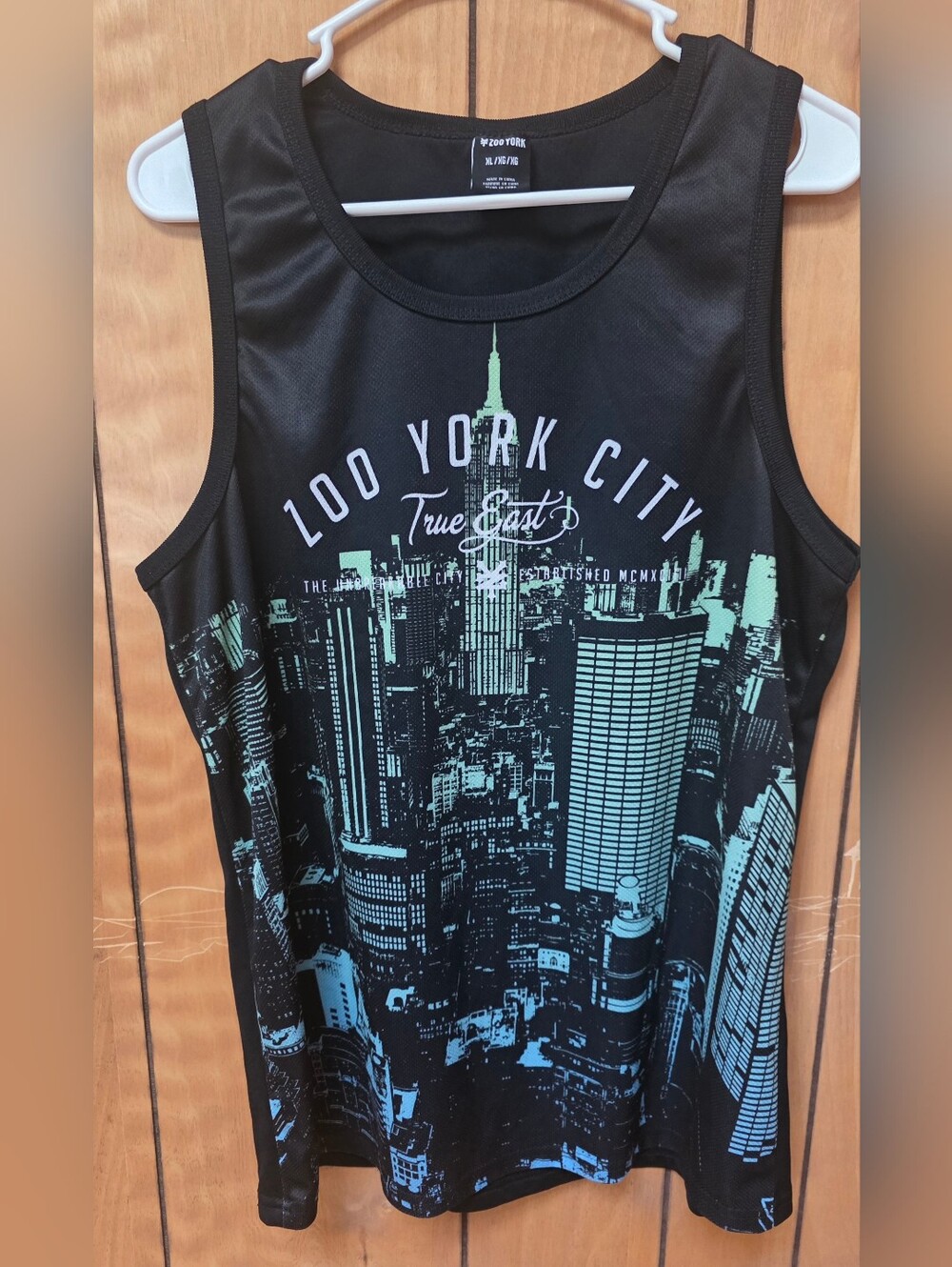Zoo York Black Tank with Mint Green Skyline Print- Size XL